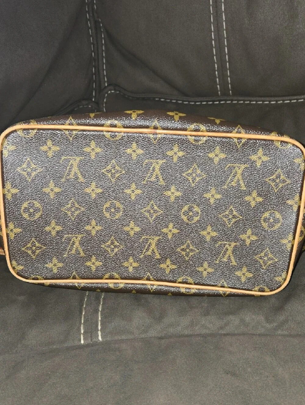 Louis Vuitton Monogram Canvas Tote with Tan Leather Trim